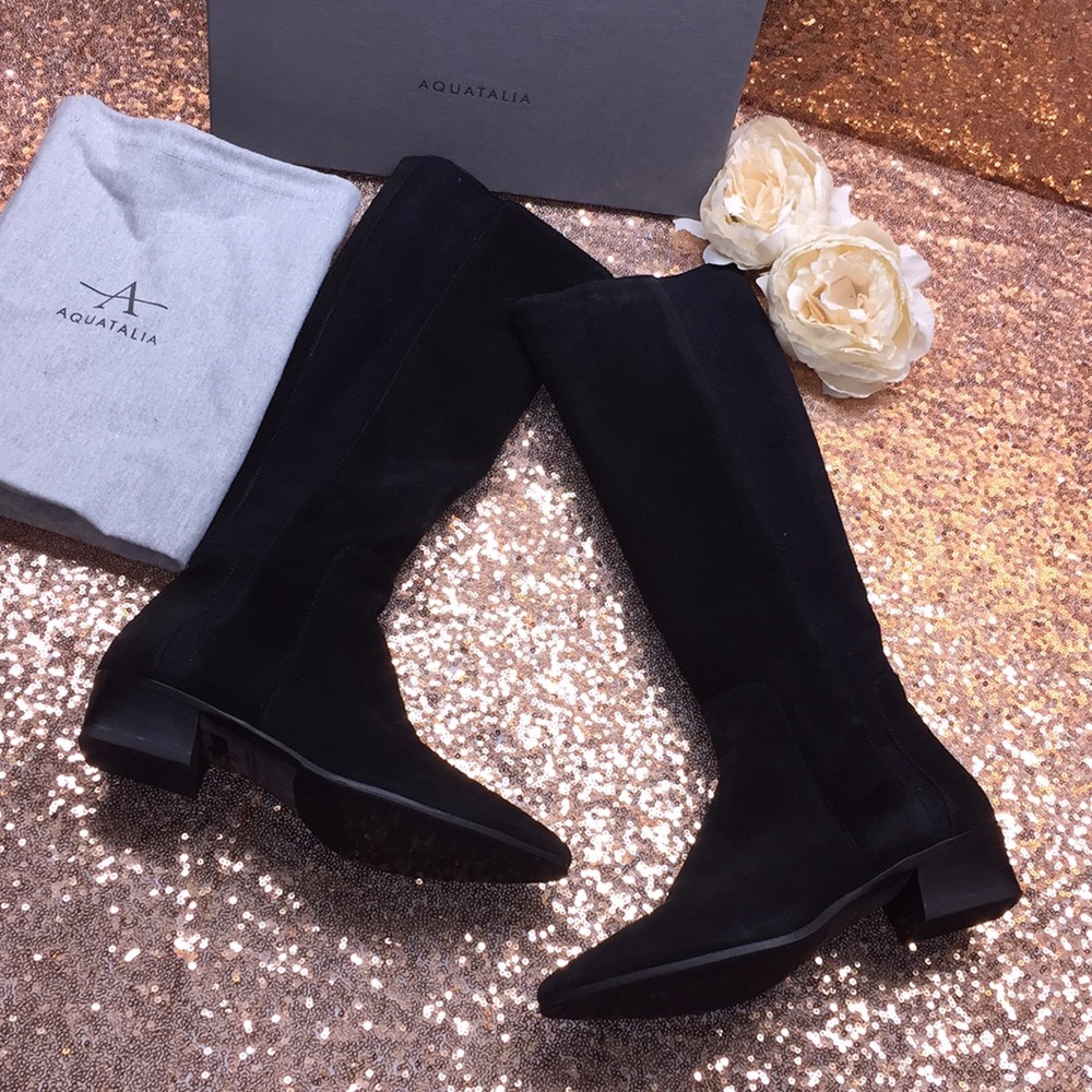Aquatalia Black Suede Tall Boots 6.5M